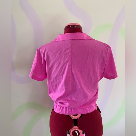 Vintage Handmade Fuchsia Pink Front Tie Blouse - Picture 3 of 3